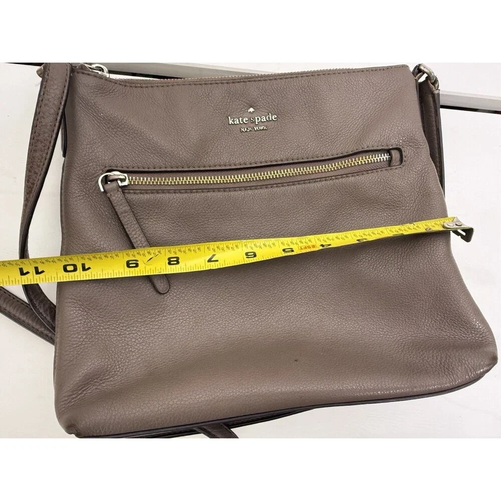Kate Spade New York Brown Leather Crossbody Shoulder Bag Zip Purse Tote
